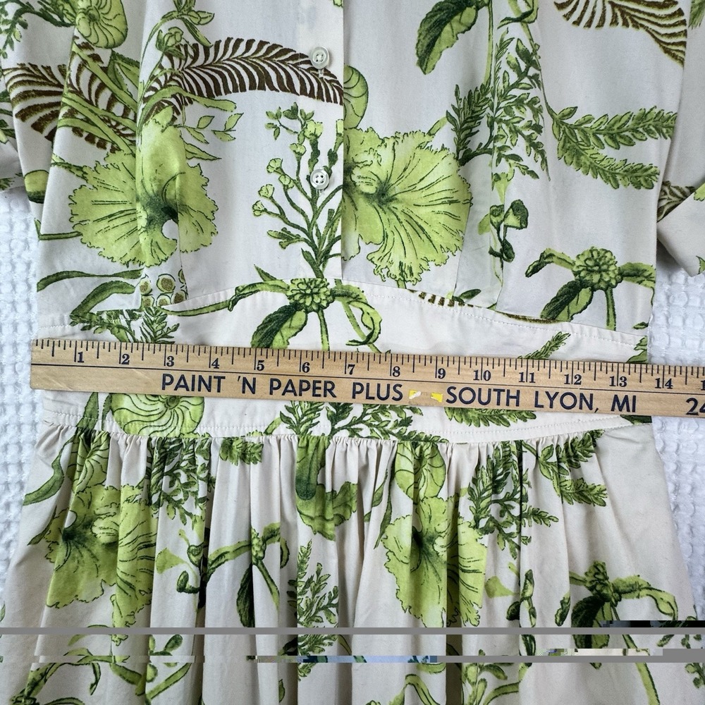 TALBOTS Modern Poplin Smocked Midi Dress size 4 Branching Floral EUC  P252036174 - Picture 10 of 16
